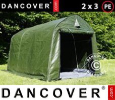 Tenda Garage 2x3x2m PE, con pavimento, Verde/Grigio