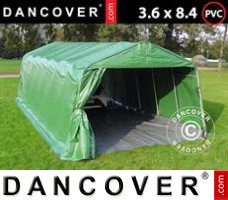 Tenda Garage 3,6x8,4x2,68m PVC, con pavimento, Verde/Grigio