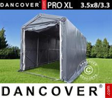Tenda Garage XL 3,5x8x3,3x3,94m, PVC, Grigio