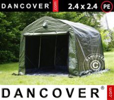 Tenda Garage 2,4x2,4x2m PE, con pavimento, Verde/Grigio