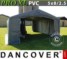 Tenda Garage 5x8x2,5x3,3m, PVC, Grigio